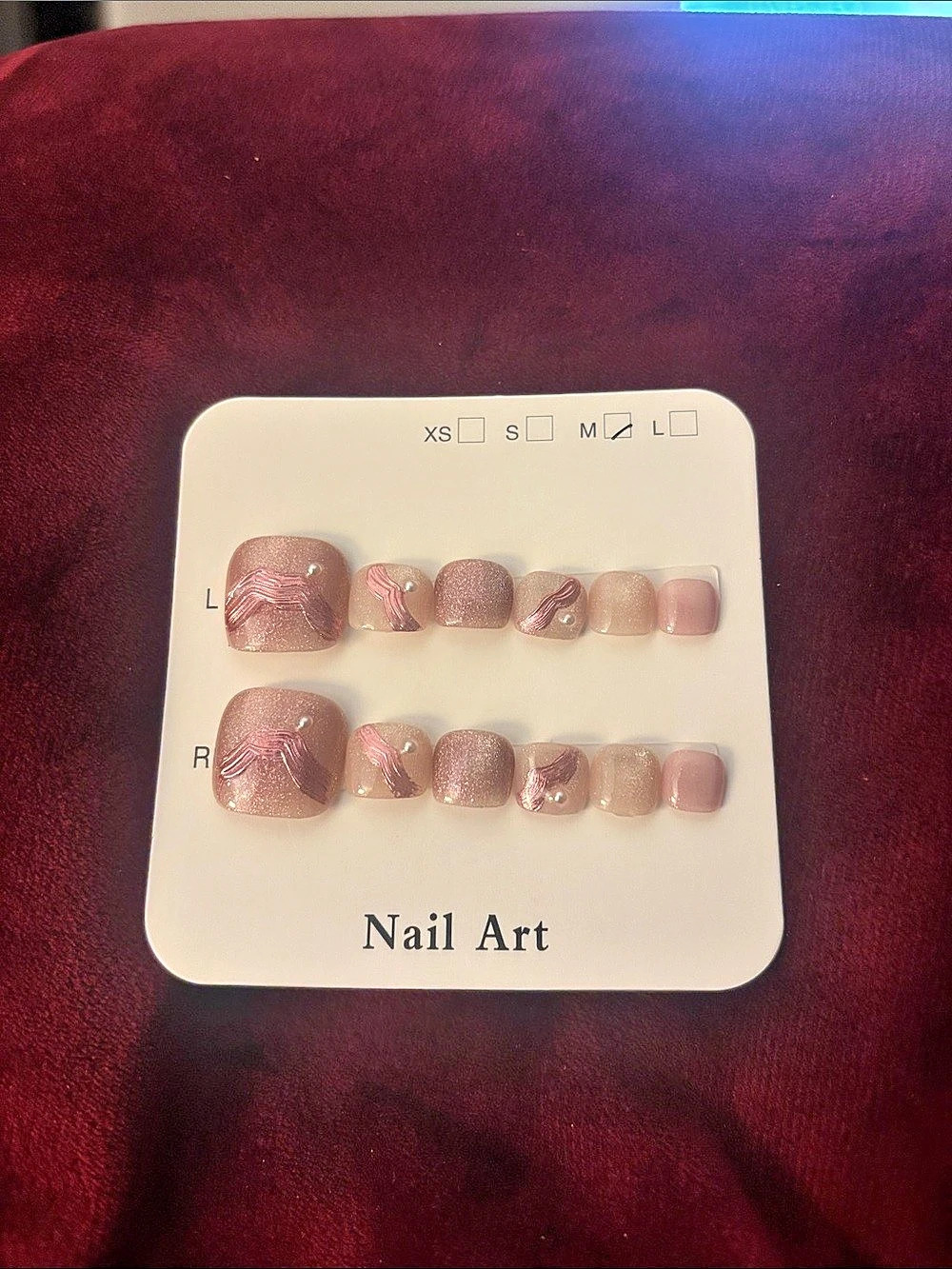 Pink Glitter Press-On Nails Medium NWT
